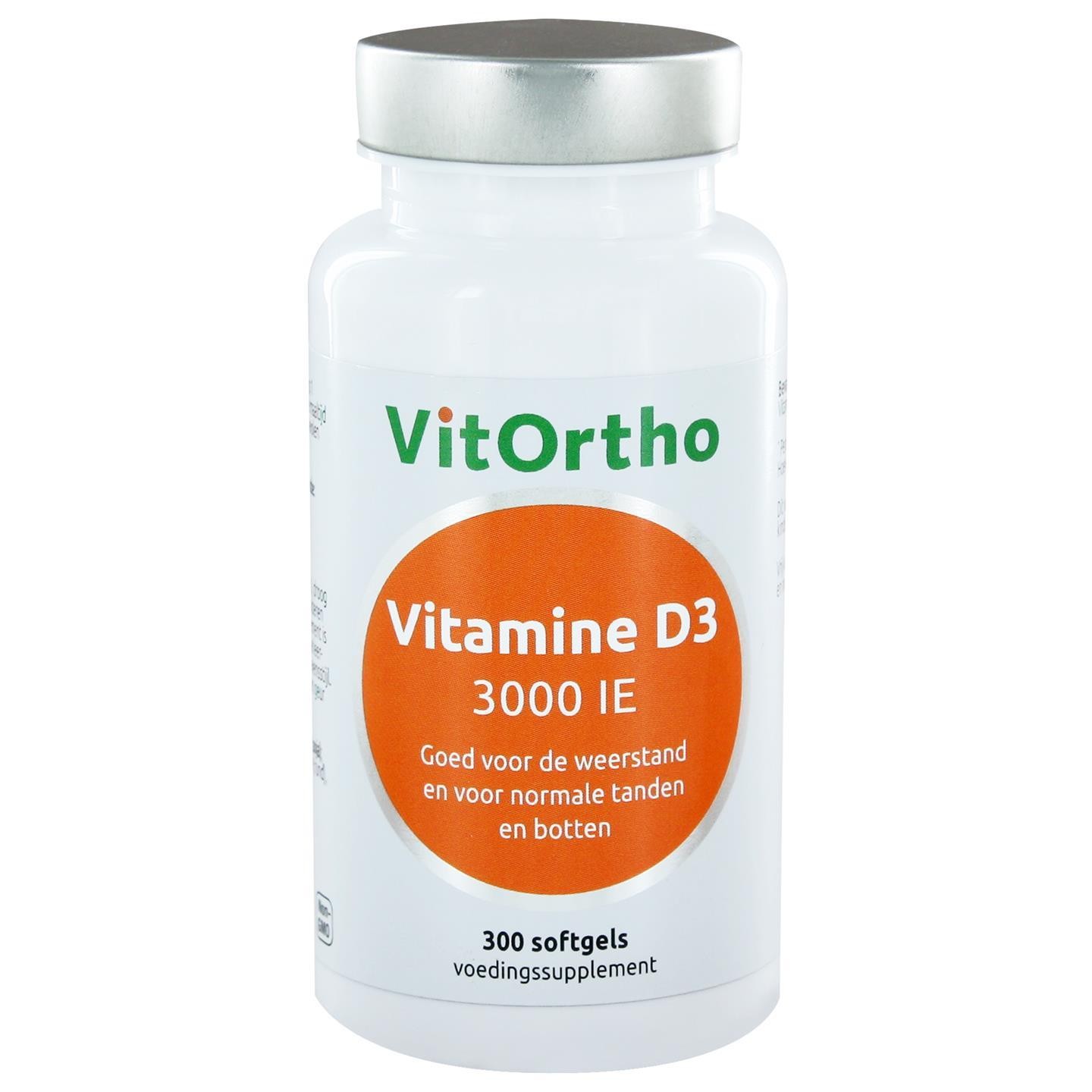Koop Vitamine D3 3000 IE (300 softgels) - VitOrtho - Vitamine D