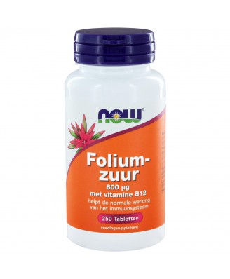 Foliumzuur 800 μg (250 tabs) - NOW Foods