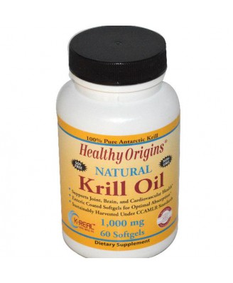Krill Oil Natural Vanilla Flavor 1000 mg (60 Softgels) - Healthy Origins