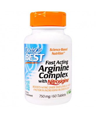 Fast Acting Arginine Complex with Nitrosigine, 750 mg (60 Tablets) - Doctor's Best