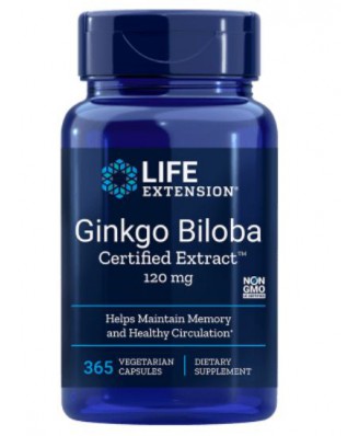 Ginkgo Biloba Certified Extract 120 mg (365 Veg Capsules) - Life Extension