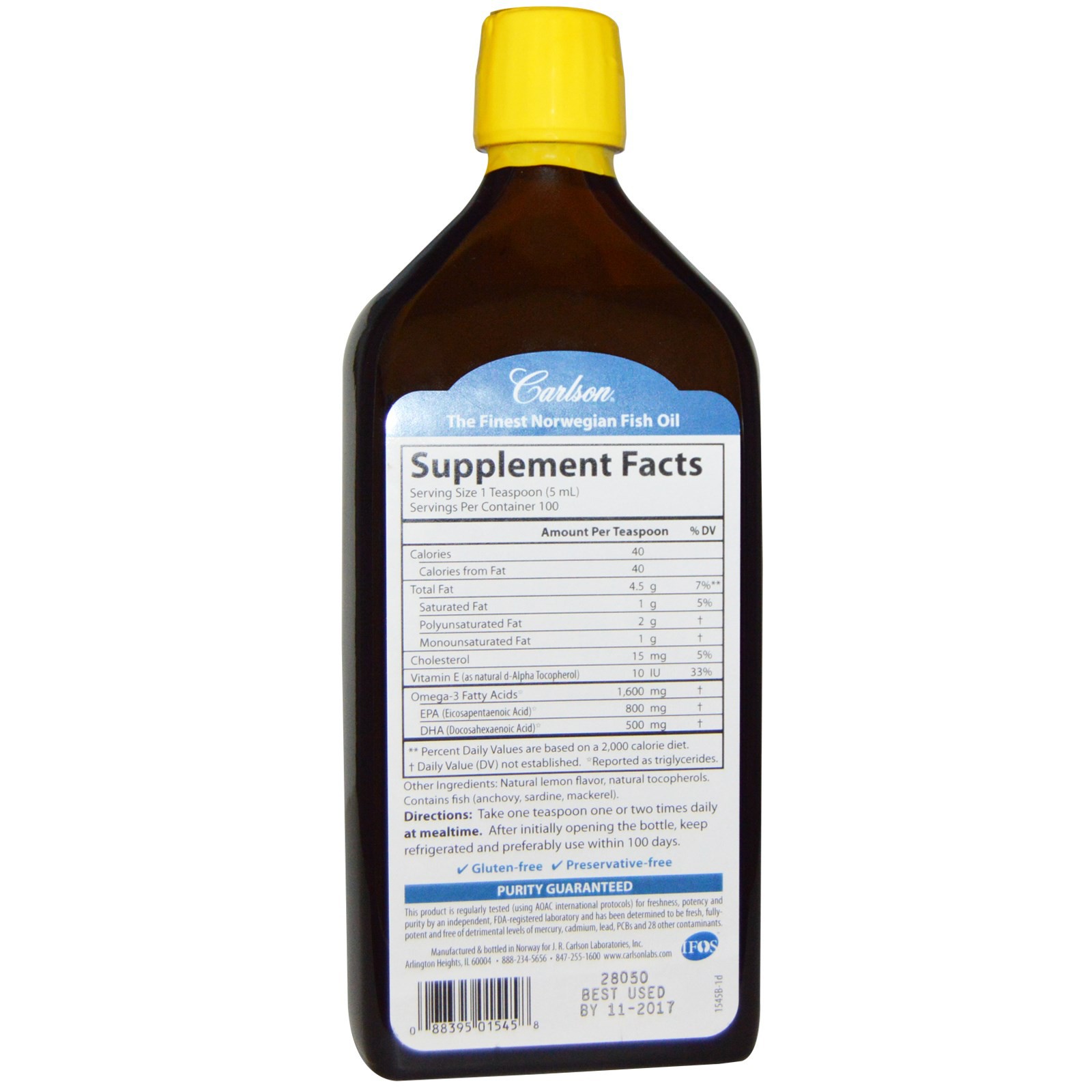 Koop Norwegian The Very Finest Fish Oil Natural Lemon Flavor (500