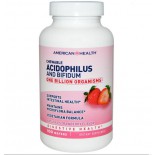 Kauwtabletten Acidophilus en Bifidum, Natuurlijke aardbei smaak (100 Wafers) - American Health