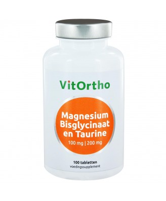 Magnesium Bisglycinaat 100 mg en Taurine 200 mg (100 tabs) - VitOrtho